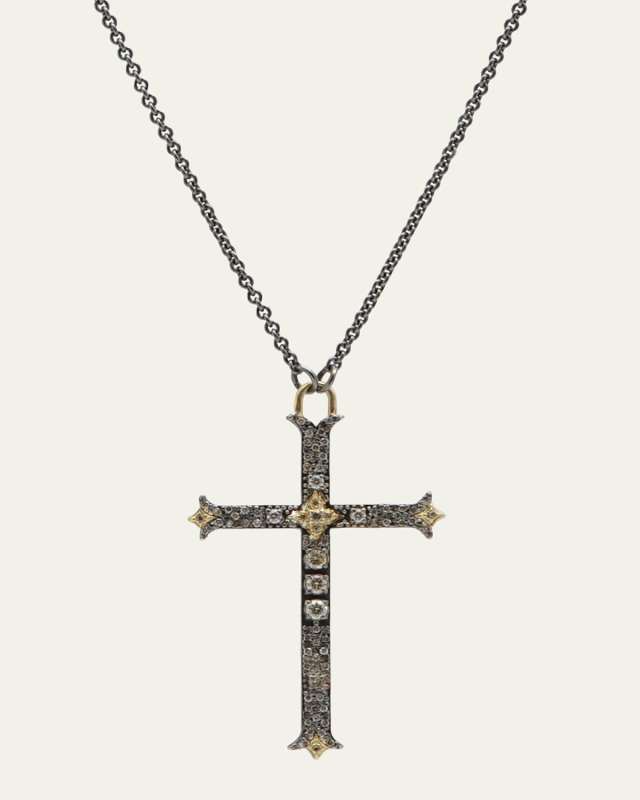 Old World Diamond Large Cross Pendant Necklace